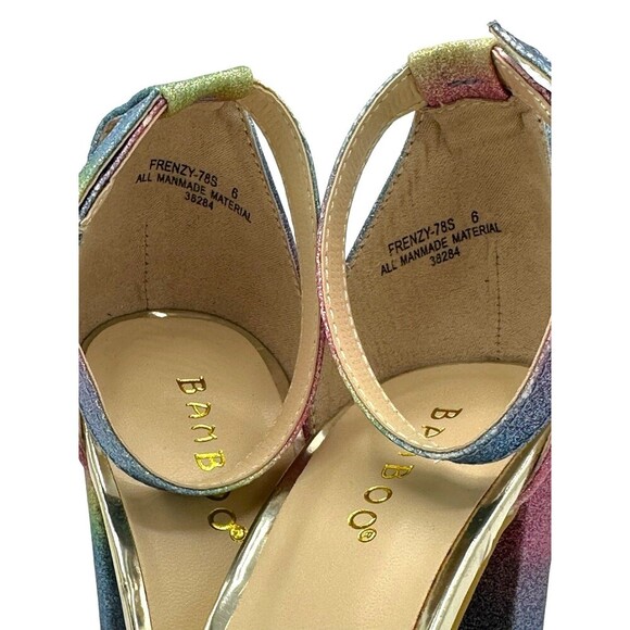 BAMBOO Women's Block Heel Sandal , Pastel Rainbow Glitter size 6B NEW - Picture 7 of 7